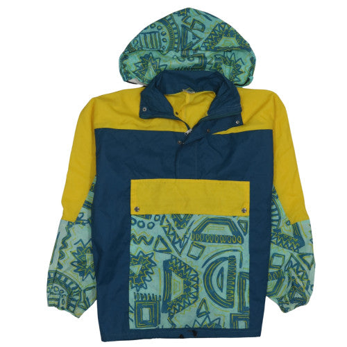 Decathlon Men’s Blue Yellow 90s Retro Hooded Anorak Jacket Size M
