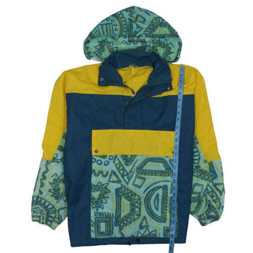 Decathlon Men’s Blue Yellow 90s Retro Hooded Anorak Jacket Size M