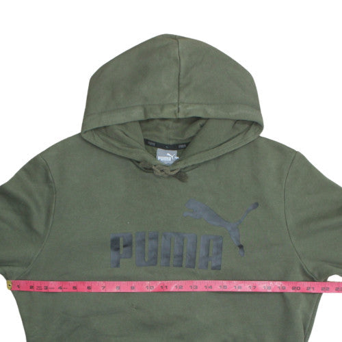 Puma Men's Green Pullover Hoodie Small Logo Fleece Sweatshirt