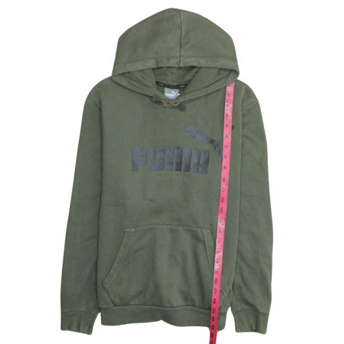 Puma Men's Green Pullover Hoodie Small Logo Fleece Sweatshirt