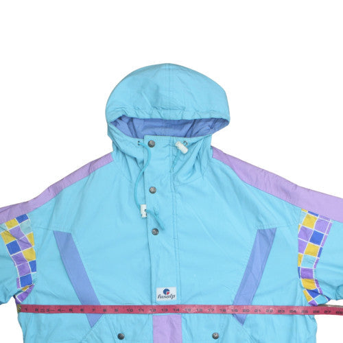 Fusalp Women Blue Retro Ski Jacket Size 14 Hooded Waterproof