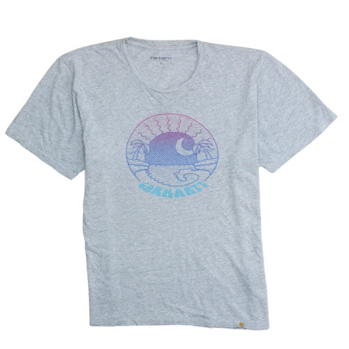 Carhartt Men Grey L Graphic Beach Scene Cotton T-Shirt