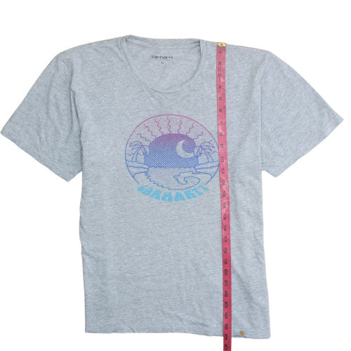 Carhartt Men Grey L Graphic Beach Scene Cotton T-Shirt