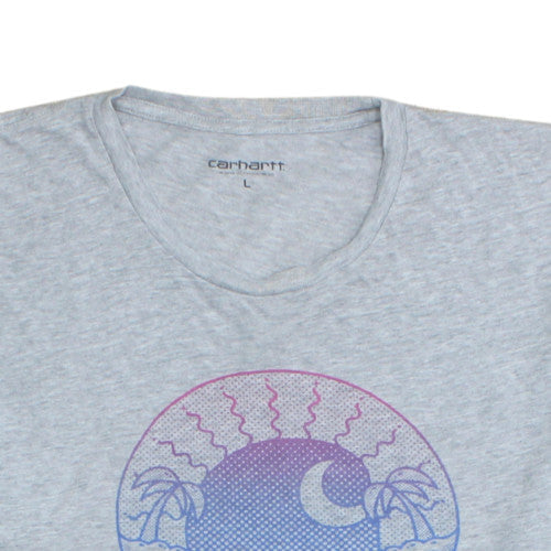 Carhartt Men Grey L Graphic Beach Scene Cotton T-Shirt