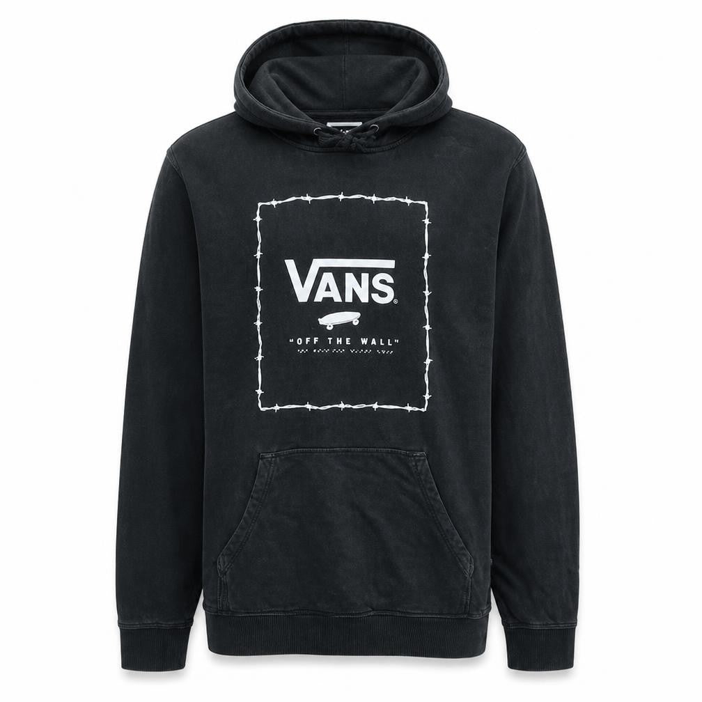 Front view of Vans Men's Black Pullover Hoodie Small Fleece Graphic Skate Sweatshirt