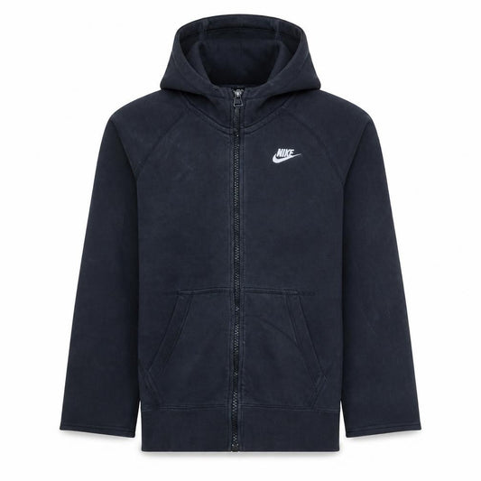 Front view of Nike Men's Black Full Zip Fleece Hoodie, size S