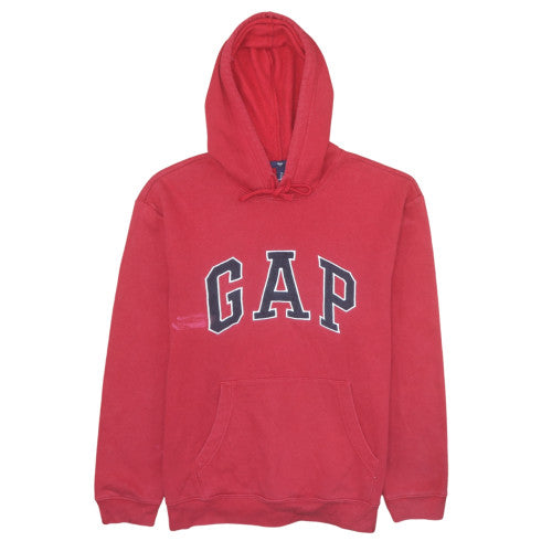 GAP Mens Red Pullover Hoodie L Hooded Fleece Sweatshirt