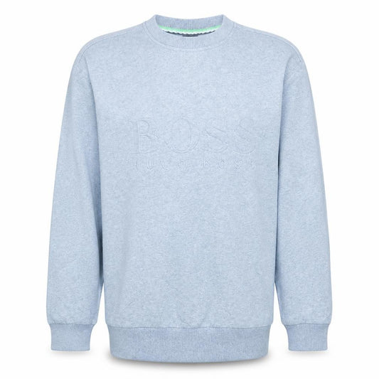 Front view of Hugo Boss Men's Grey Crew Neck Logo Sweatshirt, size M, Pullover