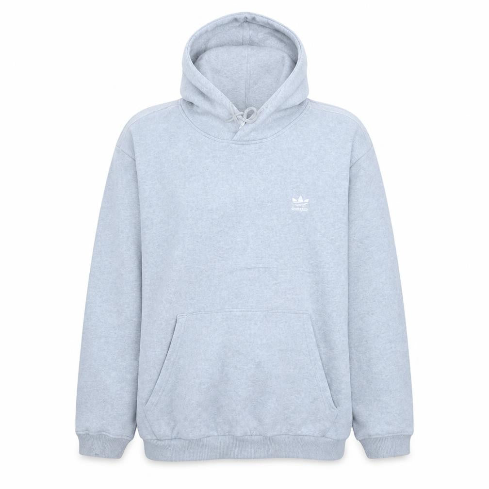 Front view of Adidas Men’s Grey XL Pullover Hoodie Fleece Logo Sweatshirt