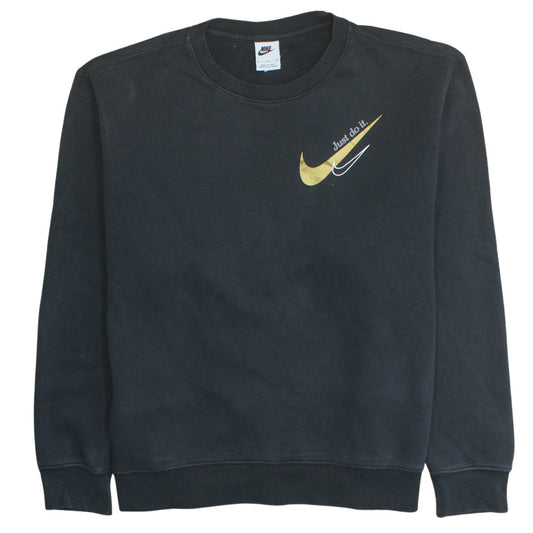 Nike Womens Black XL Pullover Sweatshirt Gold Logo Just Do It