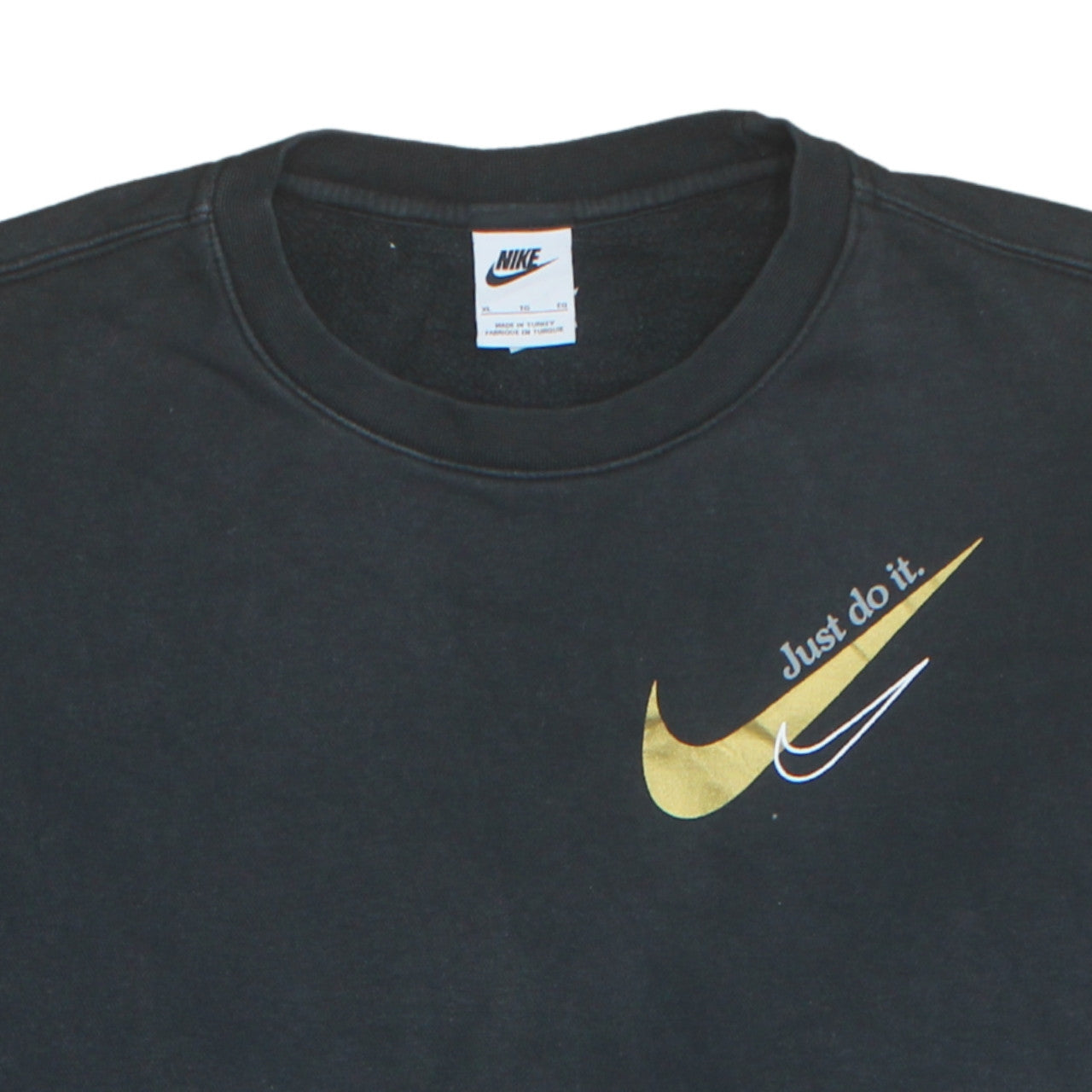 Nike Womens Black XL Pullover Sweatshirt Gold Logo Just Do It