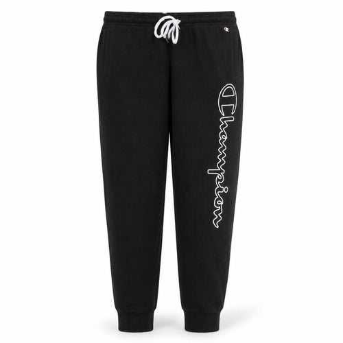 Champion Men's Black Jogger Trousers L Logo Cuffed Sweatpants