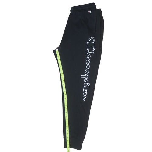 Champion Men's Black Jogger Trousers L Logo Cuffed Sweatpants