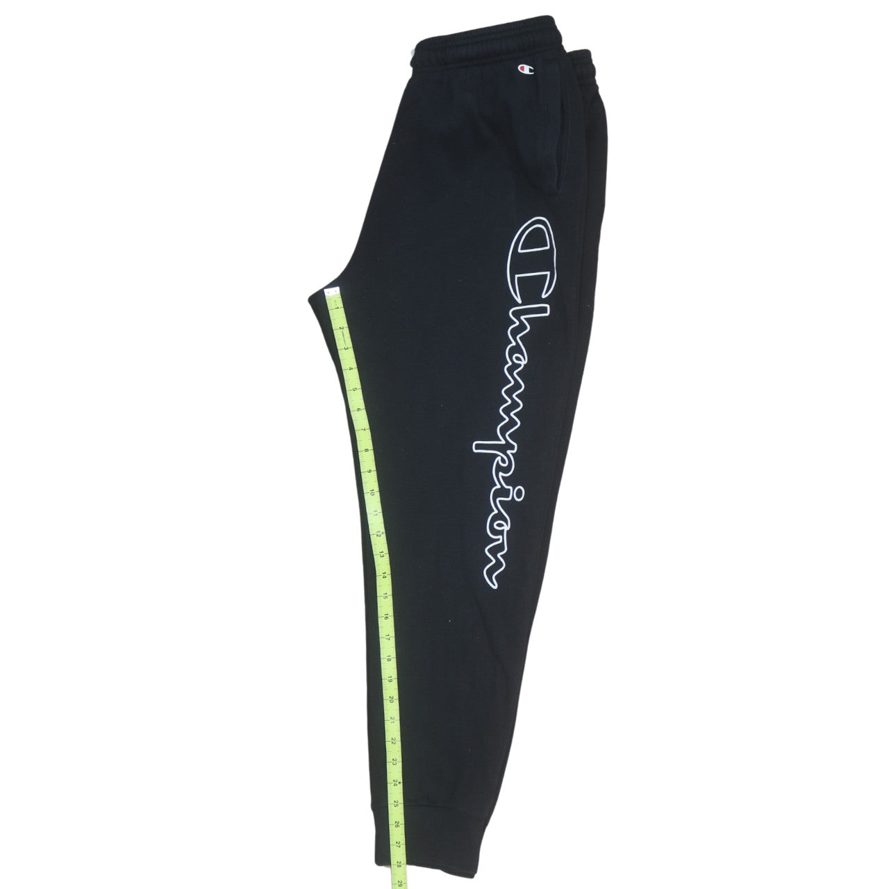 Champion Men's Black Jogger Trousers L Logo Cuffed Sweatpants