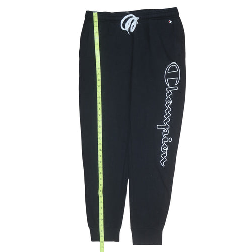 Champion Men's Black Jogger Trousers L Logo Cuffed Sweatpants