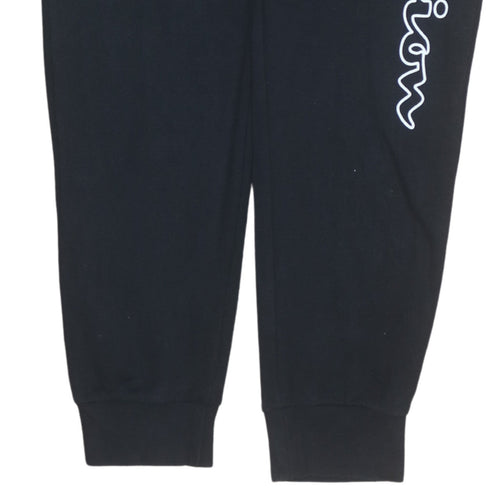 Champion Men's Black Jogger Trousers L Logo Cuffed Sweatpants