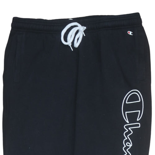 Champion Men's Black Jogger Trousers L Logo Cuffed Sweatpants