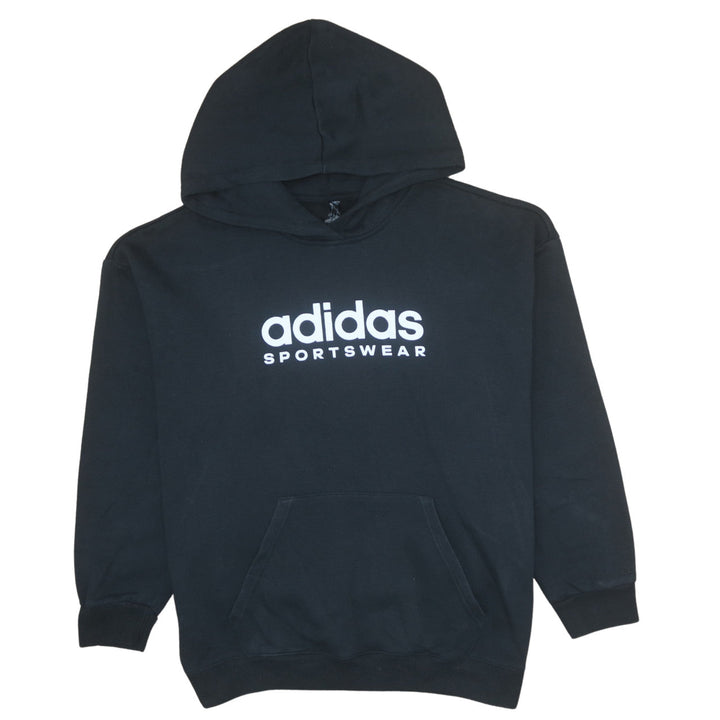 Adidas Women Black Pullover Hoodie Large Sportswear Logo Cotton Blend