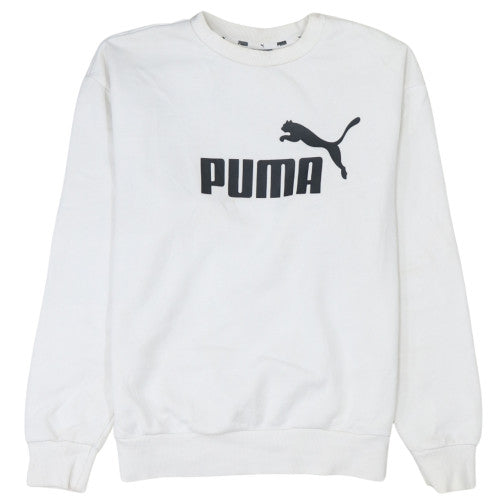 Puma Womens White XS Crew Neck Pullover Sweatshirt