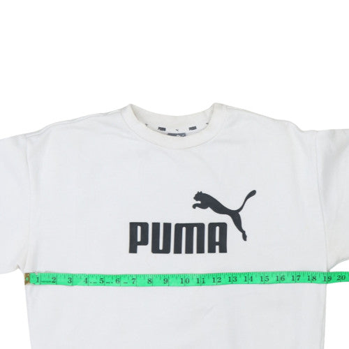 Puma Womens White XS Crew Neck Pullover Sweatshirt