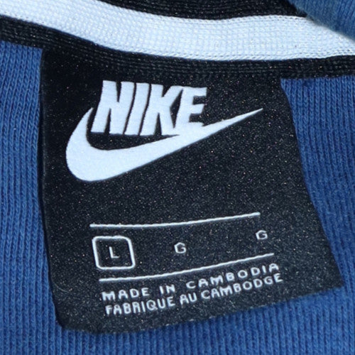 Nike Men's Blue Pullover Hoodie L Graphic Logo Sportswear