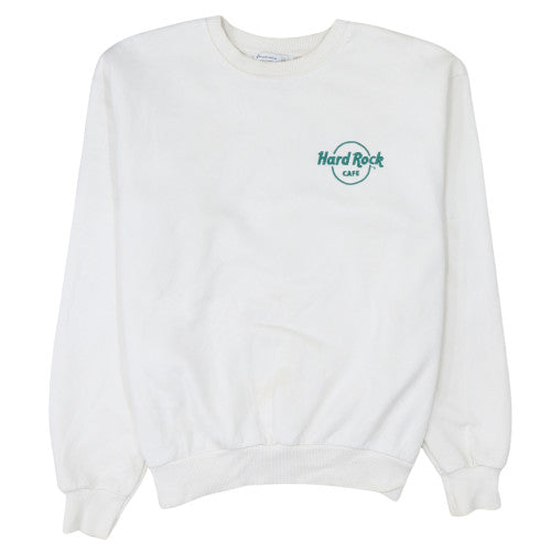 Stradivarius Hard Rock Cafe White Sweatshirt Women S Pullover Logo Crew Neck