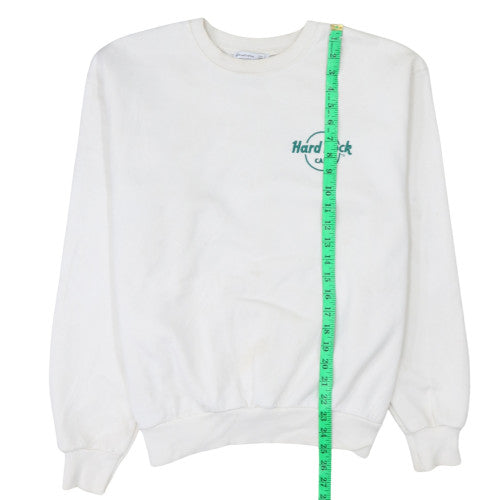 Stradivarius Hard Rock Cafe White Sweatshirt Women S Pullover Logo Crew Neck