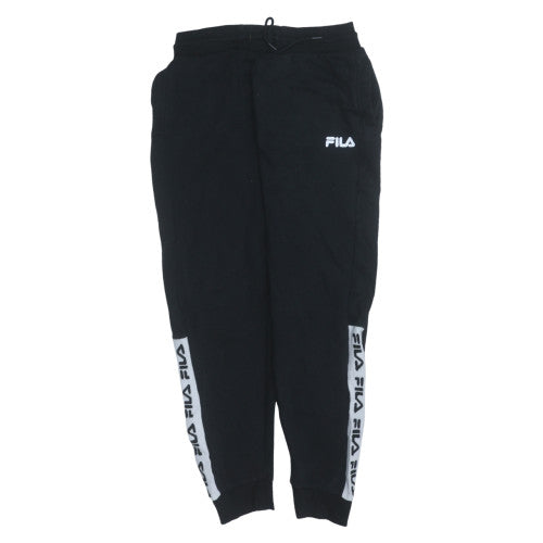 FILA Men's Black Jogger Trousers L Logo Cuffed Fleece Regular Fit