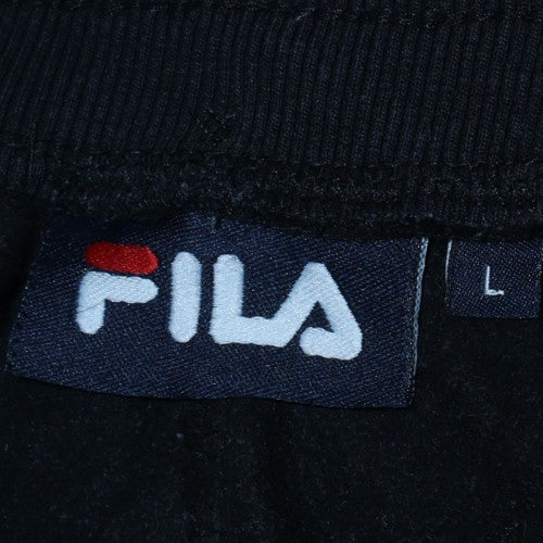 FILA Men's Black Jogger Trousers L Logo Cuffed Fleece Regular Fit