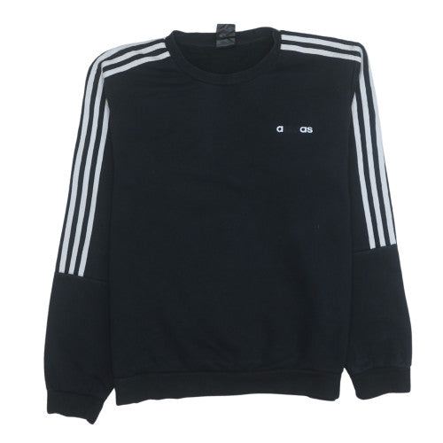 Adidas Women Black Crew Neck Pullover Sweatshirt L with Stripes