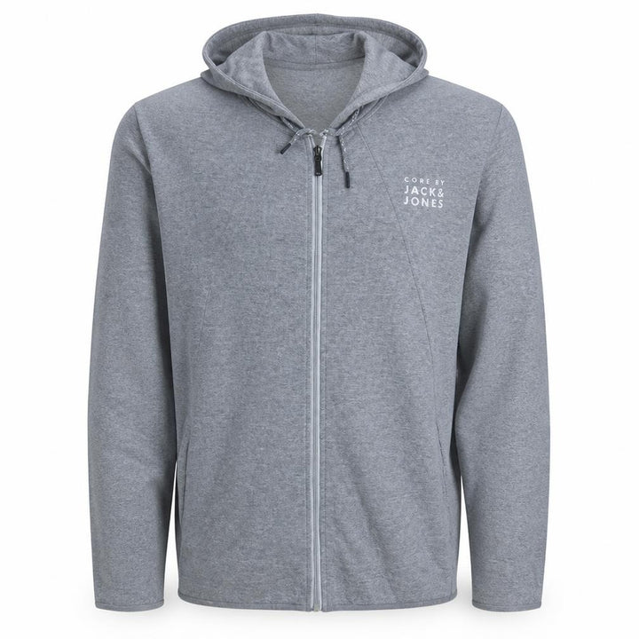 Jack & Jones Men's Grey Full Zip Hoodie XL Regular Fit