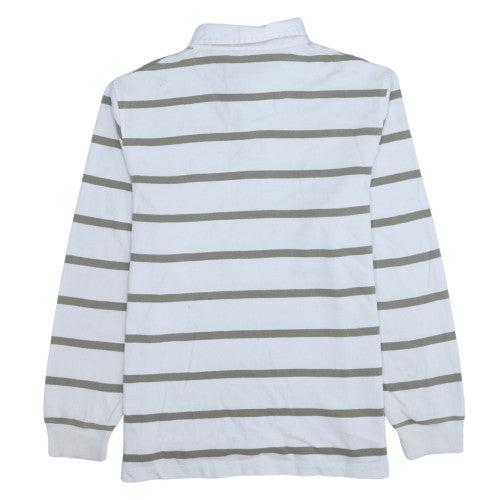 Stone Bay Men’s White Striped Collared Rugby Sweatshirt M Regular Fit