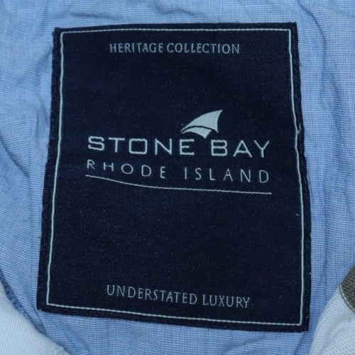 Stone Bay Men’s White Striped Collared Rugby Sweatshirt M Regular Fit