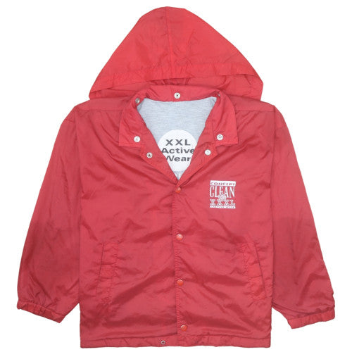 Concept Clean Red Hooded Windbreaker Jacket Women 2XL