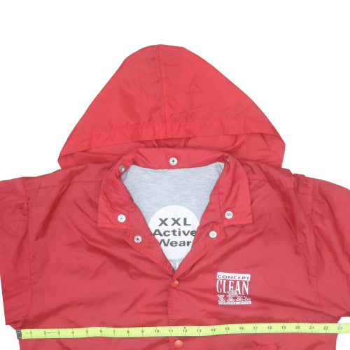 Concept Clean Red Hooded Windbreaker Jacket Women 2XL
