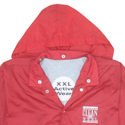 Concept Clean Red Hooded Windbreaker Jacket Women 2XL