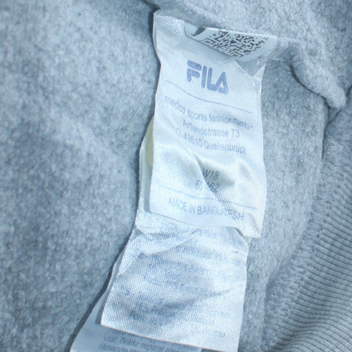 FILA Men's Grey Pullover Hoodie XS Regular Fit Logo Sweatshirt
