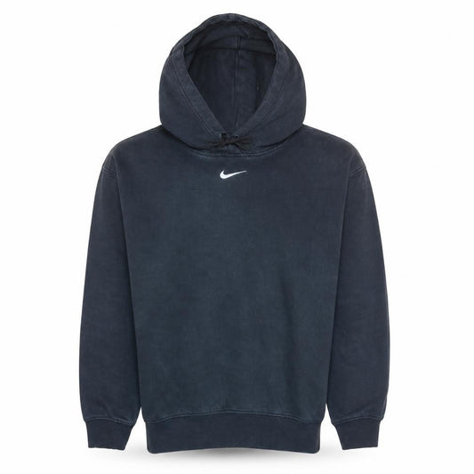 Front view of Nike Men's Black Pullover Hoodie Small Logo Fleece Sweatshirt