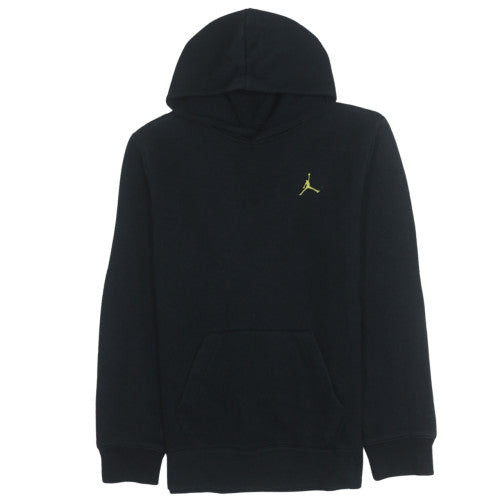 Jordan Boys Black Pullover Hoodie Sweatshirt Size 12 Years Yellow Logo