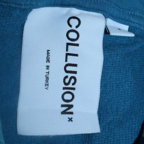 COLLUSION Mens Blue Graphic Pullover Hoodie Size M