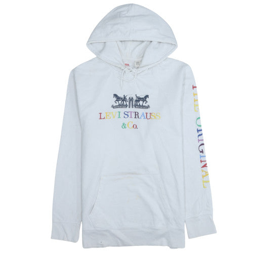 Levi's Men's White Pullover Hoodie L Embroidered Logo Graphic