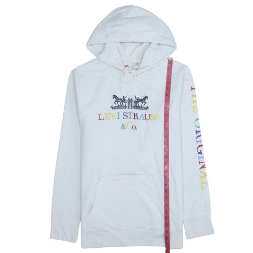 Levi's Men's White Pullover Hoodie L Embroidered Logo Graphic