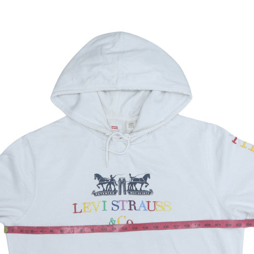 Levi's Men's White Pullover Hoodie L Embroidered Logo Graphic