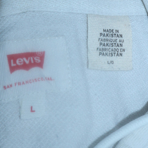 Levi's Men's White Pullover Hoodie L Embroidered Logo Graphic