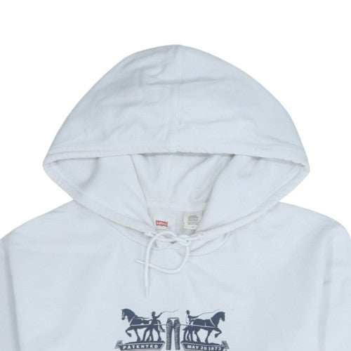 Levi's Men's White Pullover Hoodie L Embroidered Logo Graphic