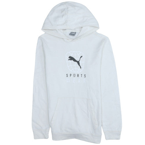 Puma Men’s White XS Pullover Hoodie with Logo Print