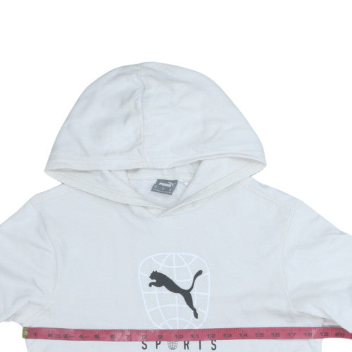 Puma Men’s White XS Pullover Hoodie with Logo Print