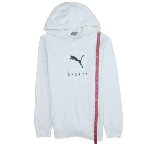 Puma Men’s White XS Pullover Hoodie with Logo Print