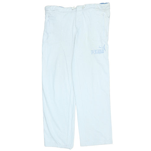Puma Men's White M Jogger Sweatpants Zip Pocket Drawstring Waist