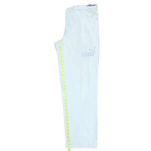 Puma Men's White M Jogger Sweatpants Zip Pocket Drawstring Waist